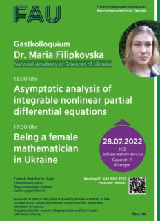 Zum Artikel "28.07.2022 Guest lecture: Asymptotic analysis of integrable nonlinear partial differential equations"