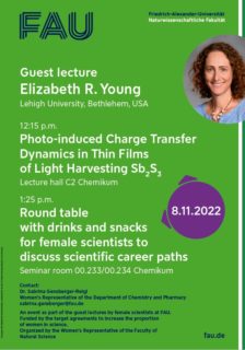 Zum Artikel "08.11.2022 Guest lecture: Photo-induced Charge Transfer Dynamics in Thin Films of Light Harvesting Sb2S3"